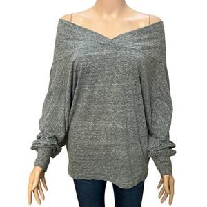 Free People We The Free Sequoia Tunic Top Small Off The Shoulder Heathered Gray